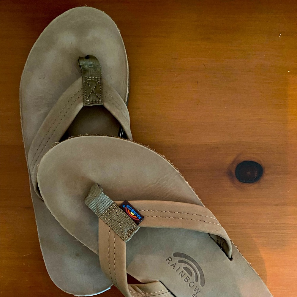 Dark Brown RAINBOW flip flops - Double Layer Premier Leather with Arch Support